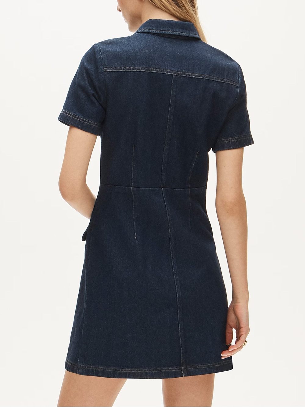 J. Crew Dark Indigo Denim Button-Front Mini Dress - Picture 3 of 4